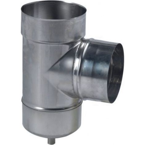 Té de tubage EQ 90° inox 304 avec purge 155 x 161 - TEN - 884155