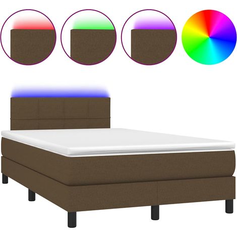 Maison Exclusive - Letto a Molle Materasso e LED Marrone Scuro 120x200 cm Tessuto (1/5)