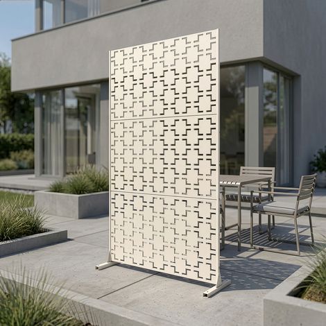 Cloison de séparation Basciano pour extérieur et intérieur acier galvanisé 180 x 90 x 40 cm beige ail casa.pro
