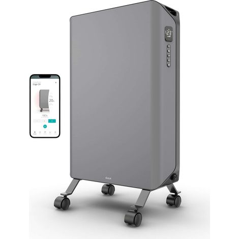 Duux Edge Oil – Radiateur à Huile Intelligent avec Thermostat – Radiateur 2000W avec Mode Boost – Gris (1/5)