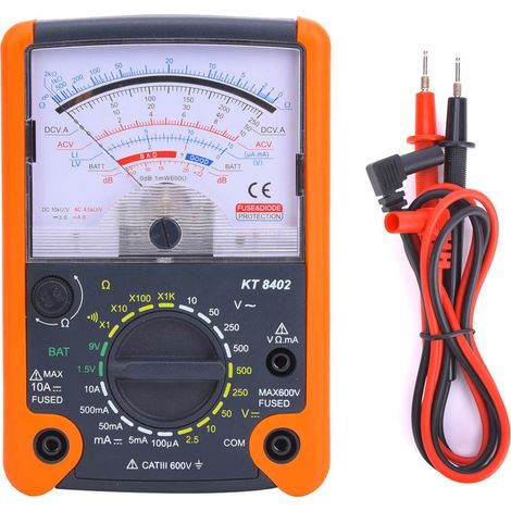 KT8402 Multimètre mécanique portable haute précision - Testeur électrique à aiguille pour mesure de tension DC, courant et résistance (1/5)