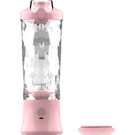 Portable Milkshake et Smoothie Blender 600ML 4000mAh Mini Blender avec 6pcs Lames 3D et Brosse, USB Rechargeable Multifonction Blender pour Fruits Légumes, Voyage, Camping 1pc Rose (1/5)