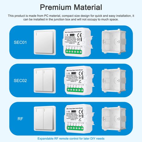 Tuya ZigBee bouton poussoir Module de commutation Normal appareil électroménager 2 commandes de contrôle application de téléphone portable Compatible à distance Alexa Voice doit être utilisé avec des  (1/5)