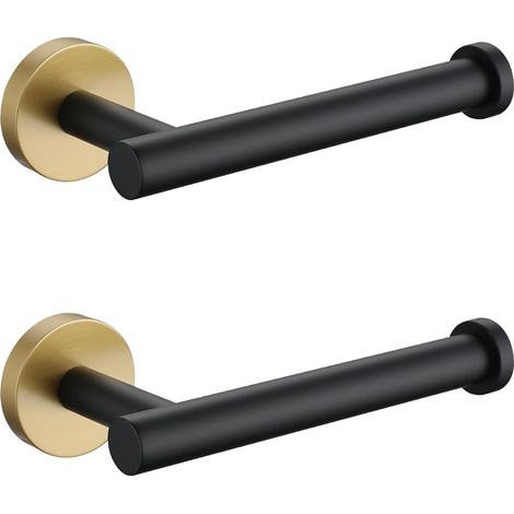 Sollbry Lot de 2 Porte-Rouleaux de Papier Toilette en Acier Inoxydable - Accessoires de Salle de Bain - Noir et doré,16×8cm (1/5)