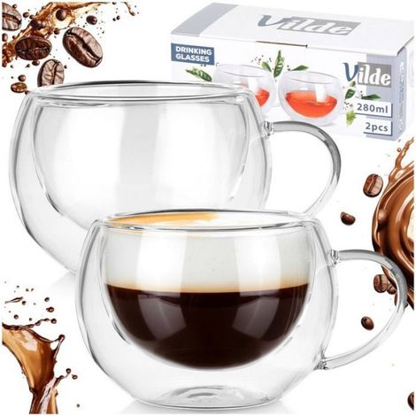 Verre Double Paroi - 280 Ml - Isolant Thermique Transparent - Design Moderne - Lot De 2