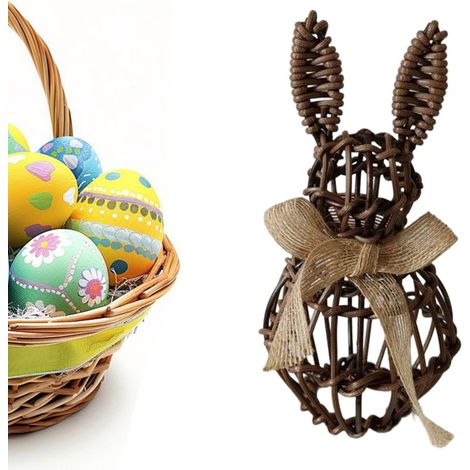 Dekoration rustikaler künstlicher Rattan Hase mit Schleife