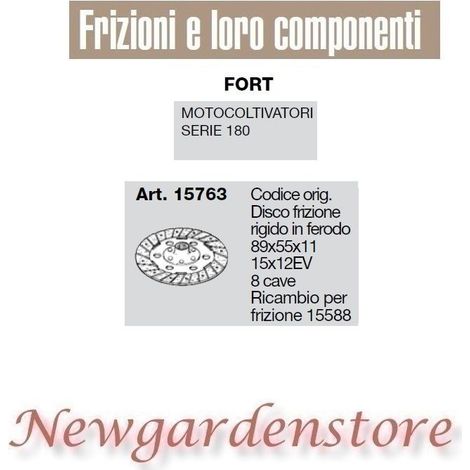Disco frizione motocoltivatore serie 180 FORT 15763 compatibile 15x12EV 8 cave