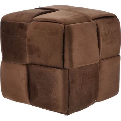 Regalo Italiano Pouf in Velluto Marrone 37 x 37 Cm H 37 Cm – Pouf Contenitore Design Moderno Arredo Casa