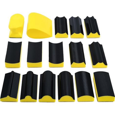 16teiliges Handschleifblock-Set, 2 Schleifblöcke und 14 konvexe und konkave Formhaken für die Holzbearbeitung, Möbelrestaurierung, Karosseriebau, Kunsthandwerk (1/5)