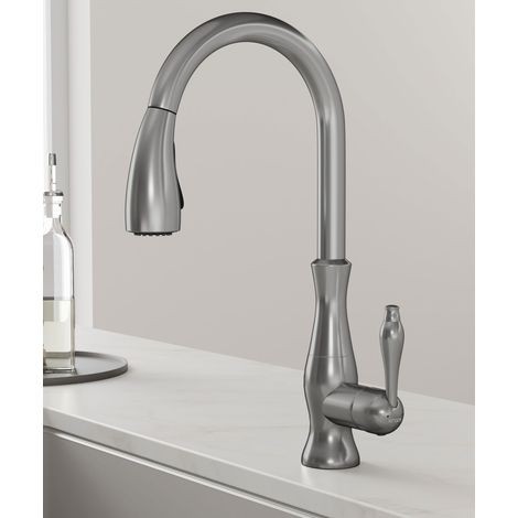 Modern Kitchen Mixer Tap with Pull-Out Spray Hose - Brushed Nickel (1/5)