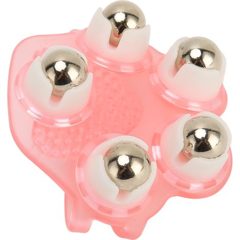 Rouleau de massage manuel à 5 billes, rotatif à 360°, rose, pour femme, usage domestique. (1/5)