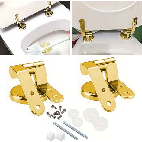 Charnières de WC avec fixations, charnières d'abattant de WC, connecteur de montage pour couvercle de WC affleurant, accessoires de salle de bain (1/5)