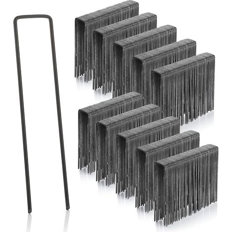 500 - Piquet De Fixation - Piquet En Acier - Forme En U Pour Bâche Et Filet - Usage Jardinage Et Paysage - Couleur Acier - 15x2,5cm (1/5)