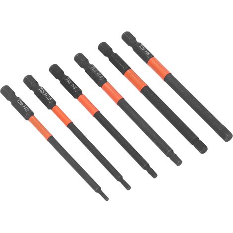 Kit de 6 embouts de vissage à percussion électrique magnétiques noirs puissants, tige hexagonale 1/4 po (1/5)