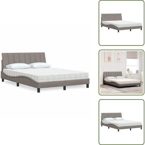 Weiches Bett - vidaXL Bett mit Matratze "Hanko" Taupe 120x200 cm Stoff - Atmungsaktives Bett (1/5)