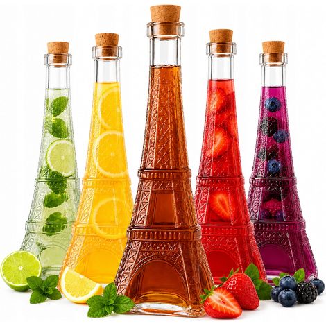 5x bottiglia di vetro Torre di Parigi 350ml per liquori alcolici vino regalo di nozze (1/5)
