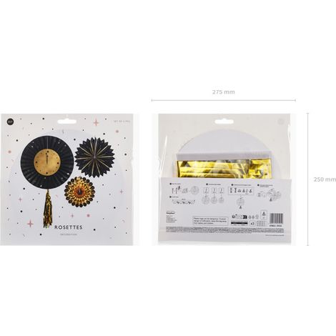 Deko-Rosetten Uhr, 26-43 cm, Mix (1 Pack / 3 Stk.) (1/4)