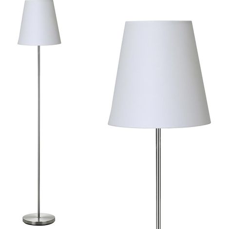 Lampada Piantana da Terra 150cm Design Moderno Paralume E27 60W Tessuto Bianco