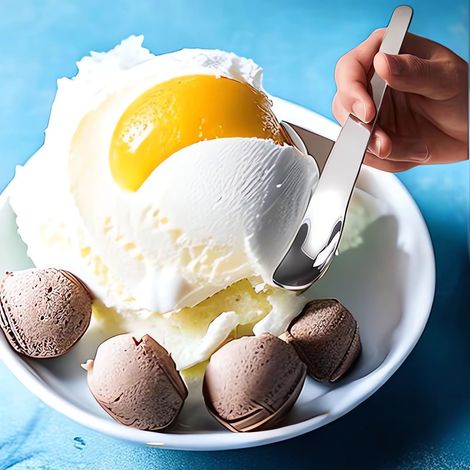 Cuillère Plate En Acier Inoxydable - Manche Long 19,7 Cm - Pour Glace Gâteau Dessert Farce De Raviolis - Lot De 2 (1/5)