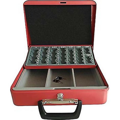 WURKO caja de cajero 30x24 pintada ts1612 , Caja de cajero TS1612Medidas 30x24cmCon asa de transporteCompartimento para monedasMetal esmaltado.