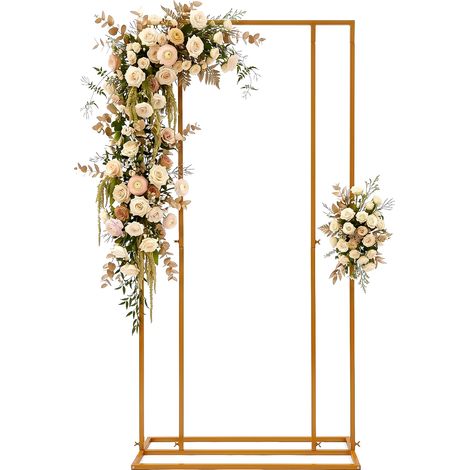 2x1 M Doré Arche de Mariage en Métal, Support de Fleurs Ballon Arche, pour Décoratif de Mariage, Fêtes, Anniversaire (1/5)
