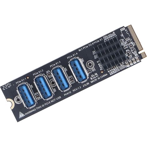 Carte d'extension PCIe M.2 à 4 ports PCIe x1 pour ordinateur Windows et Linux (1/5)