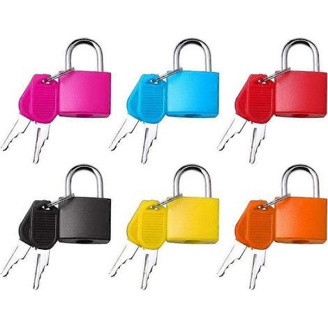 Lucchetti per valigie con chiave, piccoli lucchetti per bagagli, lucchetti in metallo colorati per viaggi, scuola, palestra (set da 6) (1/5)