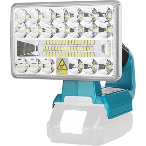 Lampe de chantier 18V portable pour extérieur large et longue portée avec port USB,lampe de poche 18W sans fil LED compatible avec Makita 14,4V-20V Li-ion BL1860 BL1850 (pas de batterie)