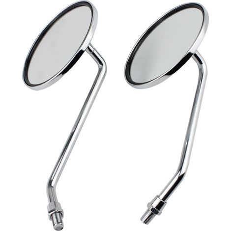 Specchietto retrovisore - 1 coppia di specchietti rotondi da 8 mm cromati argento per moto. Specchietto sinistro e destro. (1/5)