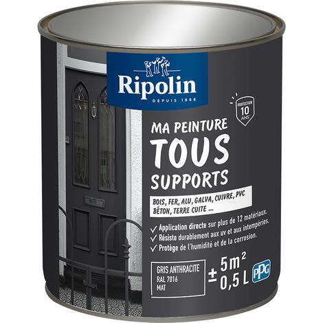 Ma Peinture Tous Supports - Mat - 0,5L - Gris Anthracite - Ripolin (1/5)