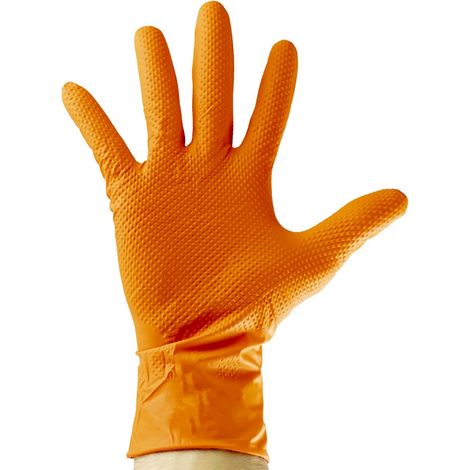 EINWEGHANDSCHUHE AUS ORANGEFARBENEM NITRIL T:L 70MIL (100 STK.)  JBM53552