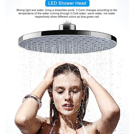 8 Zoll runde Regendusche aus Edelstahl mit RGB-LED-Beleuchtung für Badezimmer, Duschkopf mit Sprühfunktion (1/5)