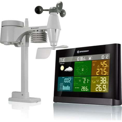 Station météo 5-en-1 avec capteur extérieur – Écran couleur – Prévisions locales 12h – Indicateur de climat intérieur – Bresser (1/8)