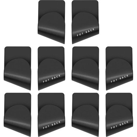 Set mit 5 Paar selbstklebenden Deckelhaltern, Topfdeckelhalter zur Wandmontage, Topforganizer für Küchenutensilien (Schwarz) (1/5)