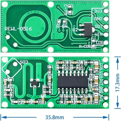 RCWL-0516 Lot de 10 capteurs radar à micro-ondes RCWL-0516, module d'interrupteur à induction humaine, module de capteur de corps humain, sortie 3,3 V
