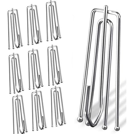 100 Gardinenfaltenhaken aus Edelstahl – Gardinenhaken – Silber (1/5)