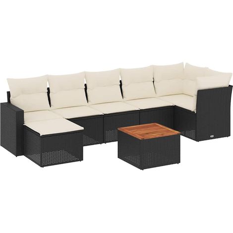 Set Divani da Giardino con Cuscini 8 pz Nero in Polyrattan vidaXL (1/5)