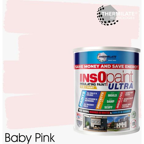 InsOpaint ULTRA - 9 IN1 Interior & Exterior Paint- Insulating & Energy Saving Interior Walls & Ceilings - Baby Pink - 1L