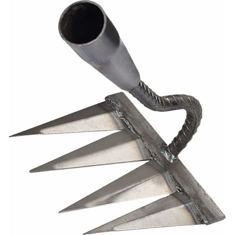 Ikodm – Râteau de jardinage en acier au carbone – Dents tranchantes – Ouverture 30 mm – Taille 15 x 14 x 28 cm pour désherbage et nivellement (1/5)