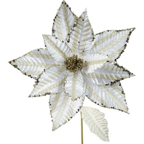 Stella di Natale in poliestere effetto velluto per decorazioni natalizie da Ø 20 cm -Bianco (1/5)