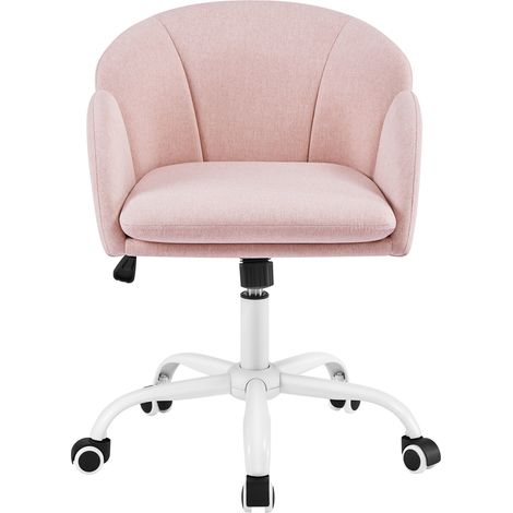 Homevive Silla de Oficina Giratoria de Tela con Diseño de Pétalos Sillón Moderno con Altura Ajustable para Dormitorio Estudio Salón Tocador Rosa Claro (1/5)