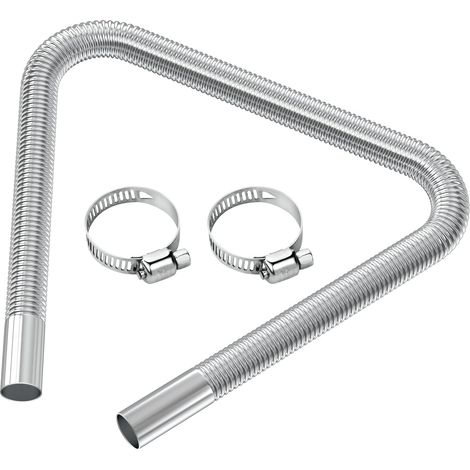Auspuffrohr, 120 cm langes, tragbares, flexibles Edelstahl-Auspuffrohr mit 2 Edelstahlklemmen, Auto-Auspuffrohr (25 mm) für Dieselheizung