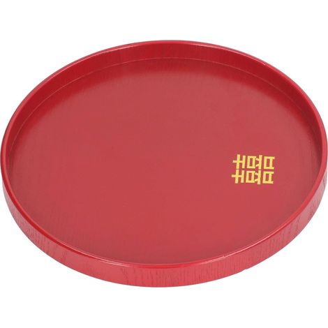 Plateau de Service Décoratif avec Poignées – Plateau de Service en Bois pour Salon, Table Basse, Comptoir de Cuisine Rouge – Décoratif Rond en Bois pour la Décoration de la Maison (Les manches) (1/5)