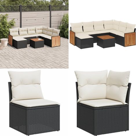 8-tlg. Garten-Sofagarnitur mit Kissen Schwarz Poly Rattan - Gartenmöbel Set - Rattan Möbel - Outdoor Möbel - Esstisch - Lounge Gruppe - Home & Living (1/5)