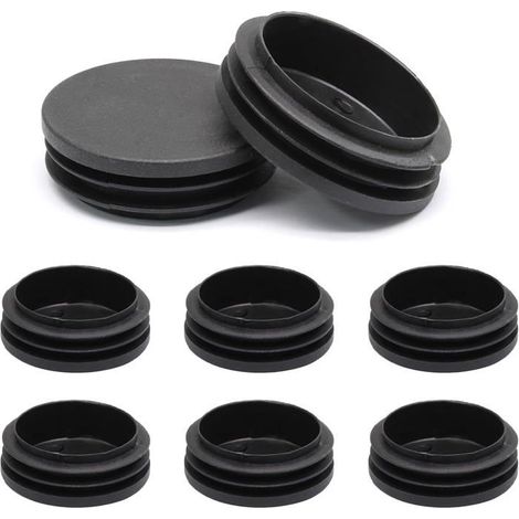 Lot de 8 bouchons ronds en plastique noir de 4,5 cm pour tubes métalliques, poteaux, chaises, meubles (1/5)