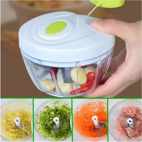 Manueller Zerkleinerer für Obst, Gemüse, Fleisch und andere Lebensmittel Mixer, Pürierstab und Rührbesen mit 3 Edelstahlklingen. Küchengerät (1/3)