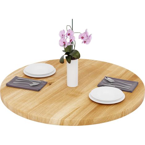 LAMO Manufaktur Plateau de table rond 90 cm en bois naturel Dessus rond de table à manger, de cuisine, de bistrot Épaisseur : 40 mm Couleur : Rustique