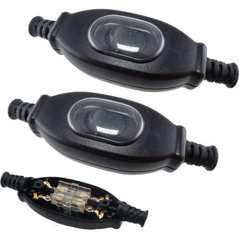 Interrupteur À Cordon - Étanche Ip65 - Pour Lumières Et Appareils Électriques - 3 A 250 V - Noir - 2 Pièces (1/5)