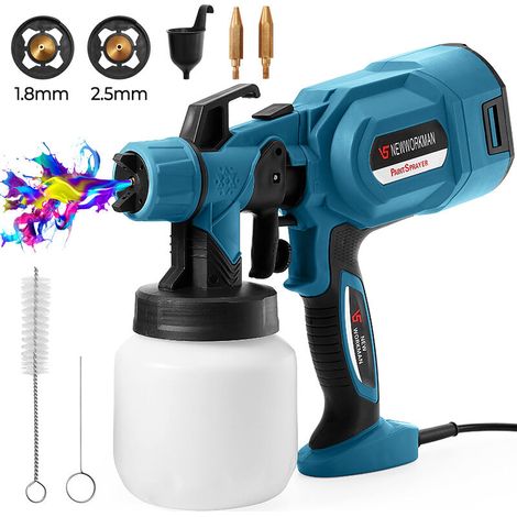 Pistolet a Peinture, Pulverisat electrique 850W 800ML Debit Reglable a 800ML/min 3 Modes de Peinture et 2 Buses en Cuivre (1/4)