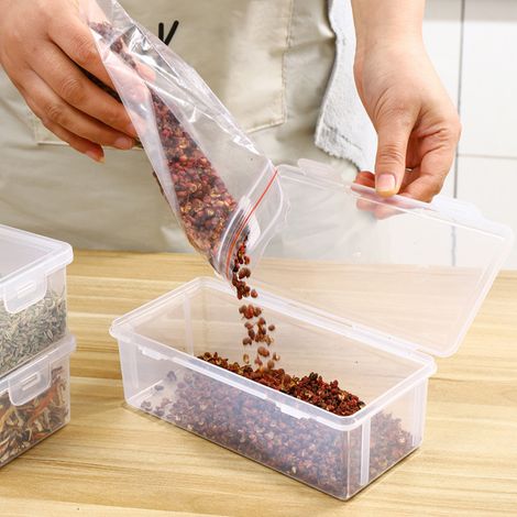 Standard-Gewürzbox aus Kunststoff (6 x 19 x 9 cm) – luftdicht und tragbar mit großem Fassungsvermögen für optimale Ordnung in der Speisekammer (1/5)